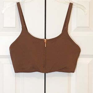 Athleta Women’s Front Zip Brown Empower Bra Size M